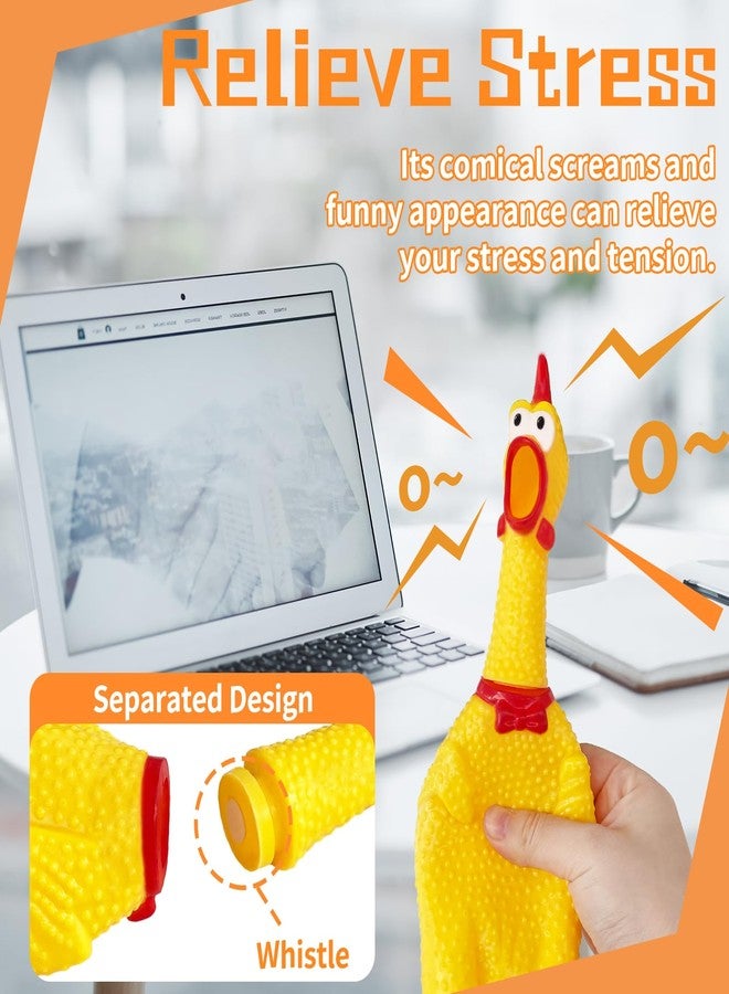 Xeehwb 3 Pcs Large Rubber Chicken,12 Inch Yellow Rubber Squawking Chickens,Screaming Chicken Dog Toys,Prank Noise Maker Dog Toys - Image 4
