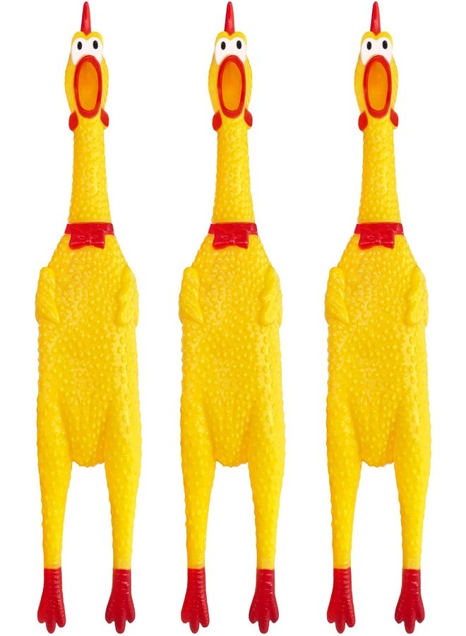 Xeehwb 3 Pcs Large Rubber Chicken,12 Inch Yellow Rubber Squawking Chickens,Screaming Chicken Dog Toys,Prank Noise Maker Dog Toys - Image 1