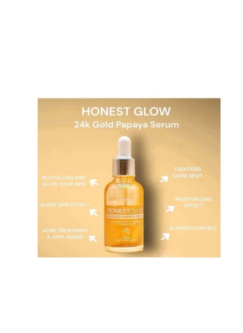 Transformed Skin - Honest Glow 24K Gold Papaya Serum 30 ml - Image 1