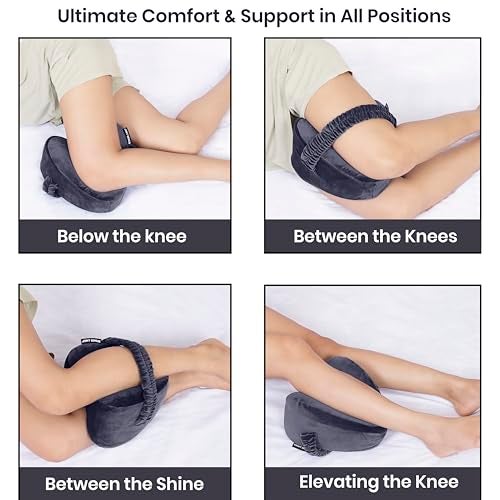 Joint Genius Knee Pillow for Side Sleepers, Knock Knee Corrector for Sleeping, Memory Foam Leg Pillow Wedge Cushion for Side Sleeper,Sciatica,Pregnancy,Hip&Back Pain Relief (Grey, Heart Shape) - Image 4