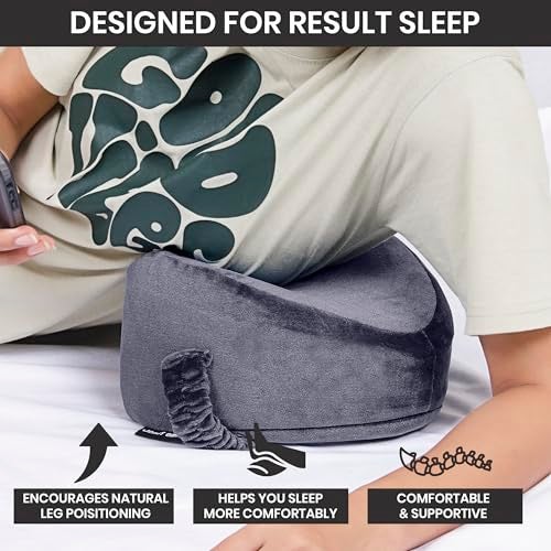 Joint Genius Knee Pillow for Side Sleepers, Knock Knee Corrector for Sleeping, Memory Foam Leg Pillow Wedge Cushion for Side Sleeper,Sciatica,Pregnancy,Hip&Back Pain Relief (Grey, Heart Shape) - Image 3
