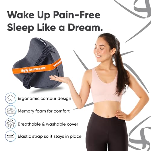 Joint Genius Knee Pillow for Side Sleepers, Knock Knee Corrector for Sleeping, Memory Foam Leg Pillow Wedge Cushion for Side Sleeper,Sciatica,Pregnancy,Hip&Back Pain Relief (Grey, Heart Shape) - Image 5