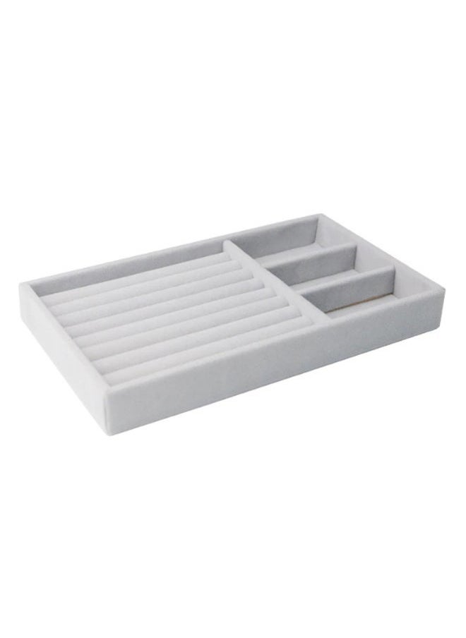 yongsheng Portable Jewellery Ring Display Organizer Tray Holder，Velvet Stackable Jewelry Tray Gray Drawer Organizer Jewelry Showcase Display Organizer  - Image 5