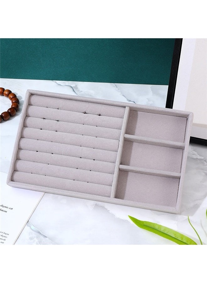 yongsheng Portable Jewellery Ring Display Organizer Tray Holder，Velvet Stackable Jewelry Tray Gray Drawer Organizer Jewelry Showcase Display Organizer  - Image 2