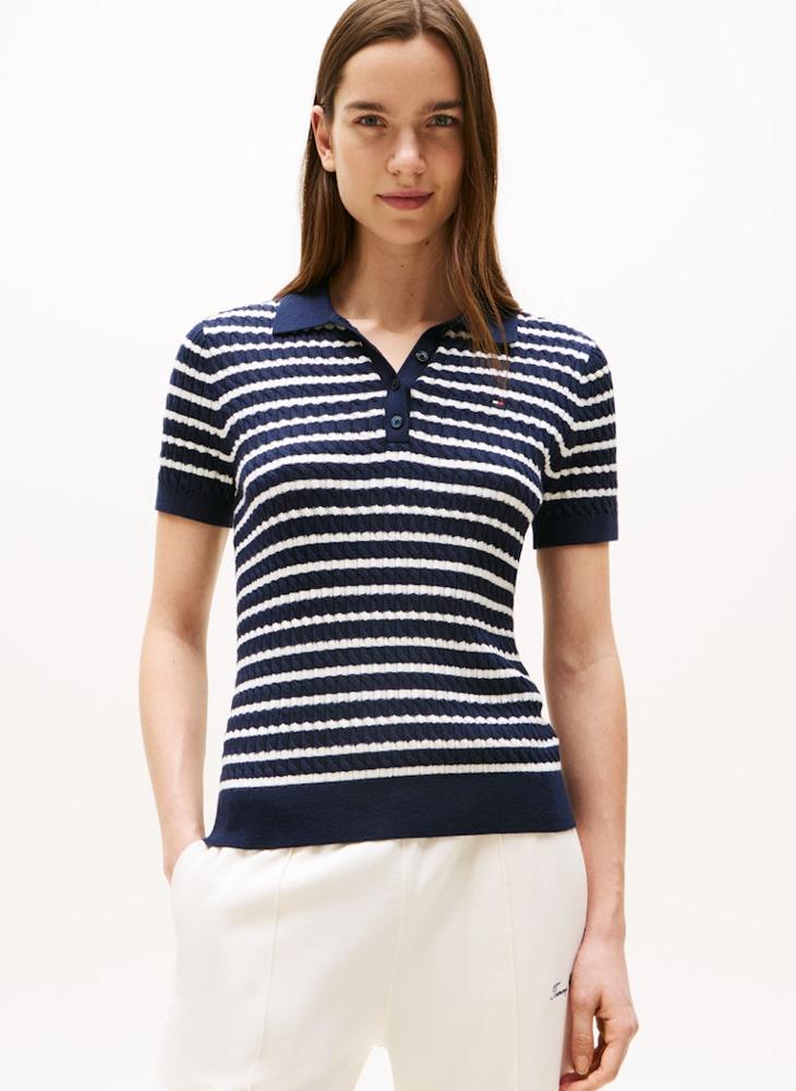 TOMMY HILFIGER CO CABLE FINE GG POLO S/S SWT - Image 3