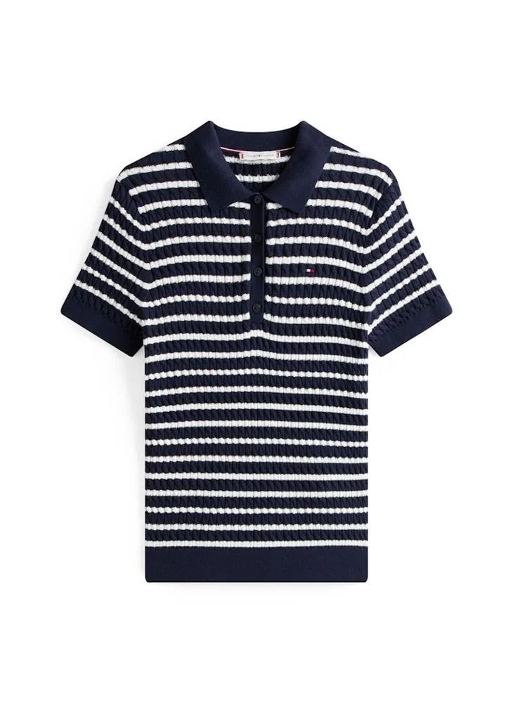 TOMMY HILFIGER CO CABLE FINE GG POLO S/S SWT