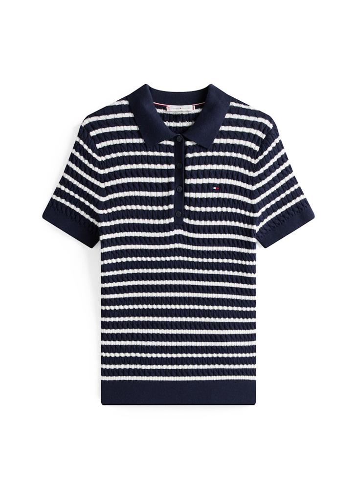 TOMMY HILFIGER CO CABLE FINE GG POLO S/S SWT - Image 4