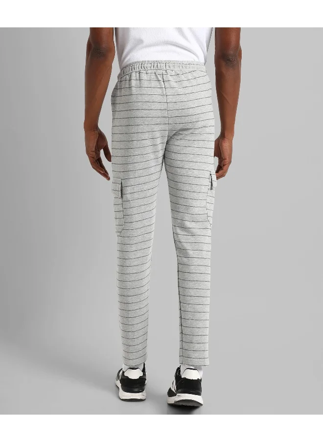 Campus Sutra Men's Grey Striped Regular Fit Trackpants