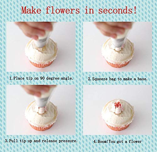Wowdecor Russian Piping Tips Cake Decorating Complete Set, WOWDECOR 24pcs Baking Supplies Kit Icing Nozzles Flowers Shaped, Frosting Bags and Tips for Beginners Cookies Cakes Holiday Birthday Party Baking - Image 5
