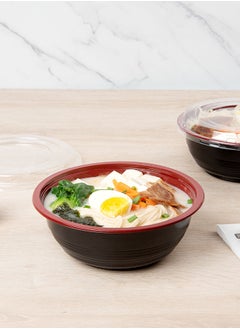 Restaurantware Restaurantware-34 Ounce Food Containers, 200 Disposable Salad Bowls - Lids Included, Microwavable, Black And Red Plastic To Go Bowls, Asian Inspired, Perfect For Picnics, Or Take Outs  - Image 5