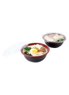 Restaurantware Restaurantware-34 Ounce Food Containers, 200 Disposable Salad Bowls - Lids Included, Microwavable, Black And Red Plastic To Go Bowls, Asian Inspired, Perfect For Picnics, Or Take Outs  - Image 4