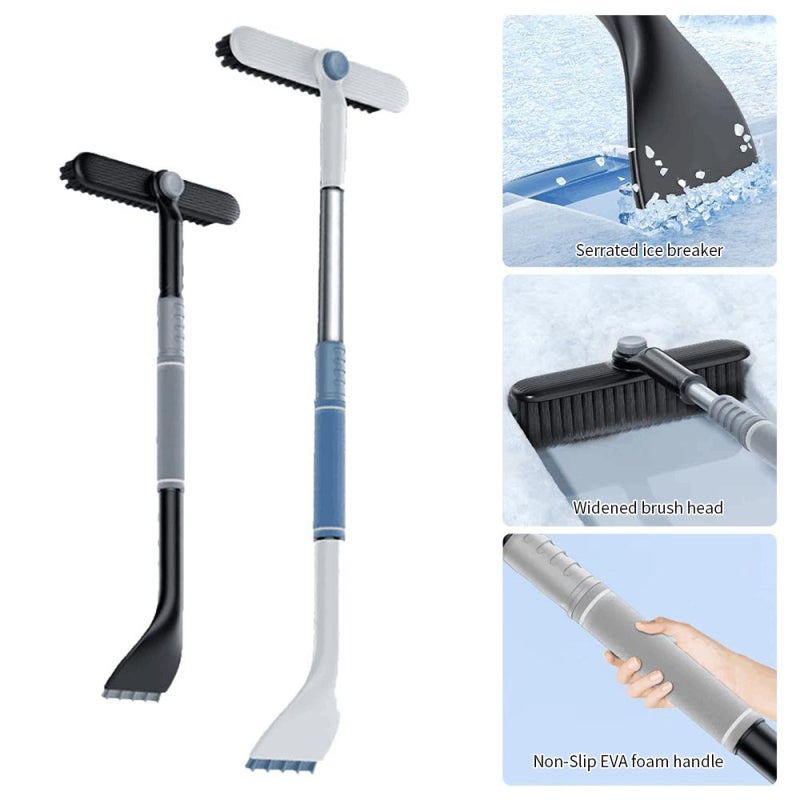 Car Ice Scraper And Brush: 360° Rotatable 70-86cm Telescopic Rod, Premium ABS & PVC Bristles, Efficient Snow Removal - Comfortable EVA Handle, Windshield Scraper for Car, Scooter, Home Outdoor Use - Image 4