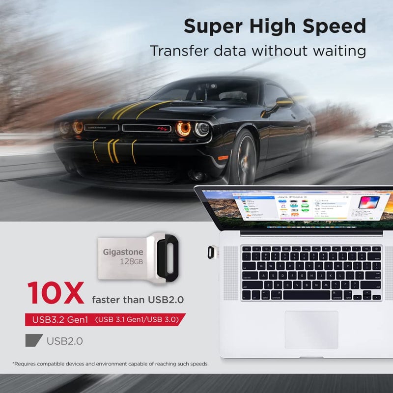 GIGASTONE Z90 [2-Pack] 128GB USB 3.2 Gen1 Flash Drive, Mini Fit Metal Waterproof Compact Pen Drive, Reliable Performance Thumb Drive, USB 2.0 / USB 3.0 / USB 3.1 Interface Compatible - Image 4