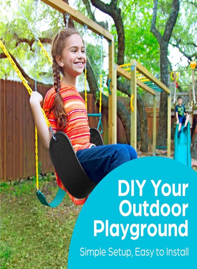 Jungle Gym Kingdom Swings for Outdoor Swing Set - Pack of 2 Swing Seat Replacement Kits with Heavy Duty Chains - Backyard Swingset Playground Accessories for Kids (Black) - Image 4