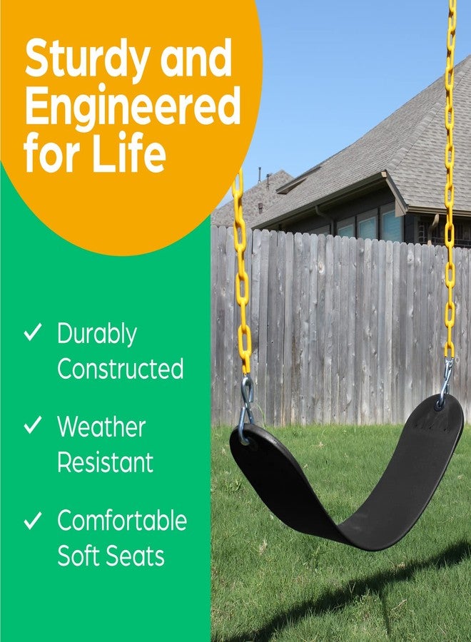 Jungle Gym Kingdom Swings for Outdoor Swing Set - Pack of 2 Swing Seat Replacement Kits with Heavy Duty Chains - Backyard Swingset Playground Accessories for Kids (Black) - Image 3