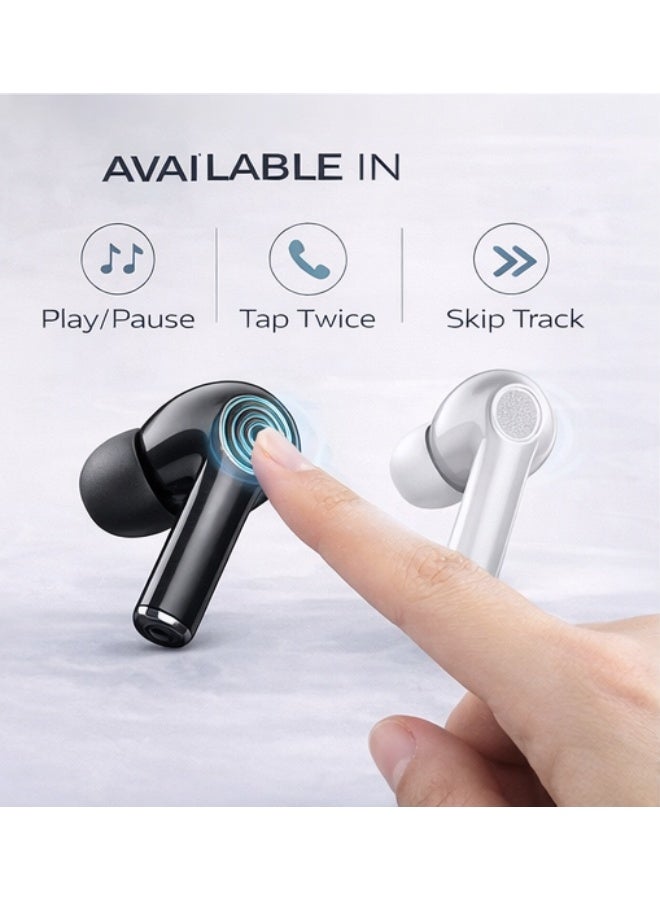 باور اكس سماعات PowerX Buds Finch لاسلكية بلوتوث 5.3 مع تحكم باللمس وتقليل الضوضاء مع علبة شحن وصوت عميق لون أسود - Image 5