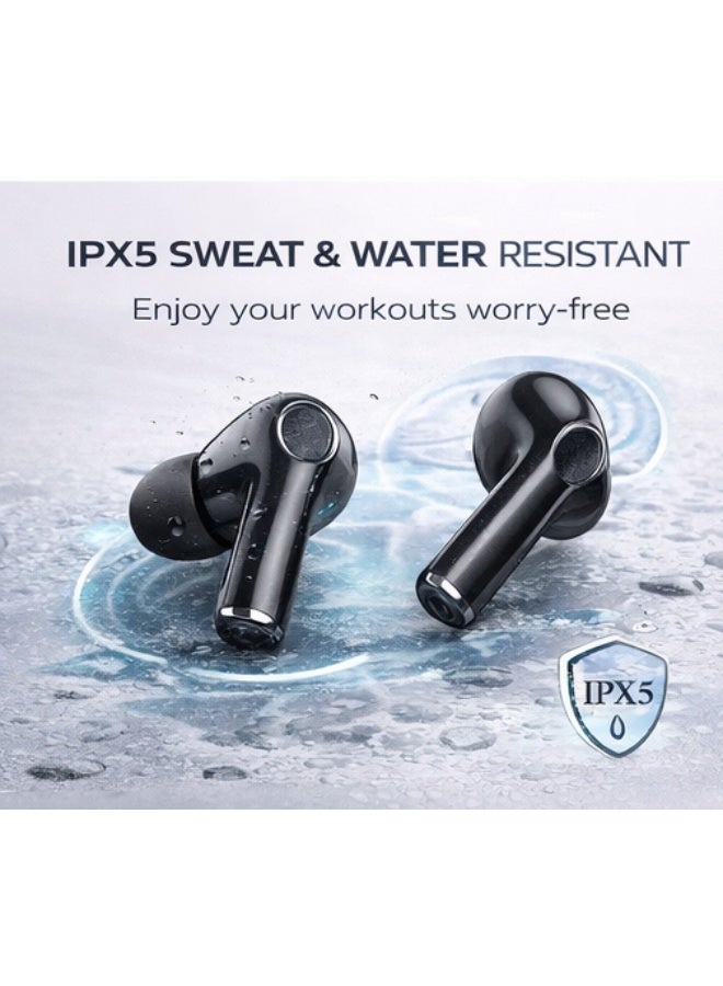 باور اكس سماعات PowerX Buds Finch لاسلكية بلوتوث 5.3 مع تحكم باللمس وتقليل الضوضاء مع علبة شحن وصوت عميق لون أسود - Image 4