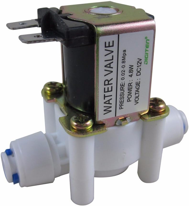 DIGITEN DC 12V 1/4" Inlet Feed Water Solenoid Valve Quick Connect N/C normally Closed - Image 1