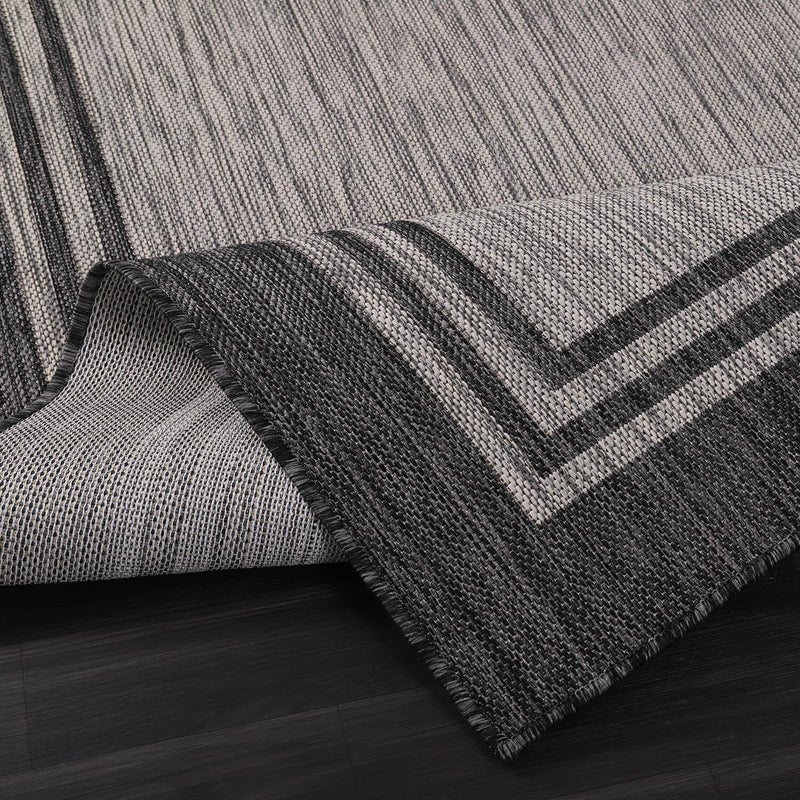 Luul Home Bordered Outdoor Rug 5x7 Washable Outside Carpet for Indoor Patio Porch Waterproof Easy Cleaning Non Shedding Area Rugs Dark Gray 5 x 7 - Image 3