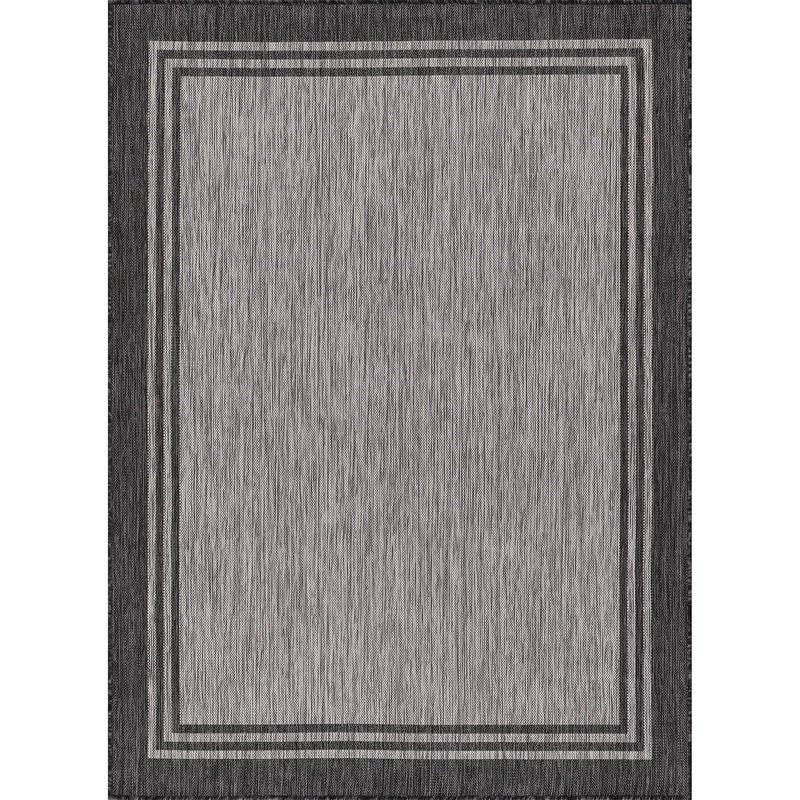 Luul Home Bordered Outdoor Rug 5x7 Washable Outside Carpet for Indoor Patio Porch Waterproof Easy Cleaning Non Shedding Area Rugs Dark Gray 5 x 7 - Image 2