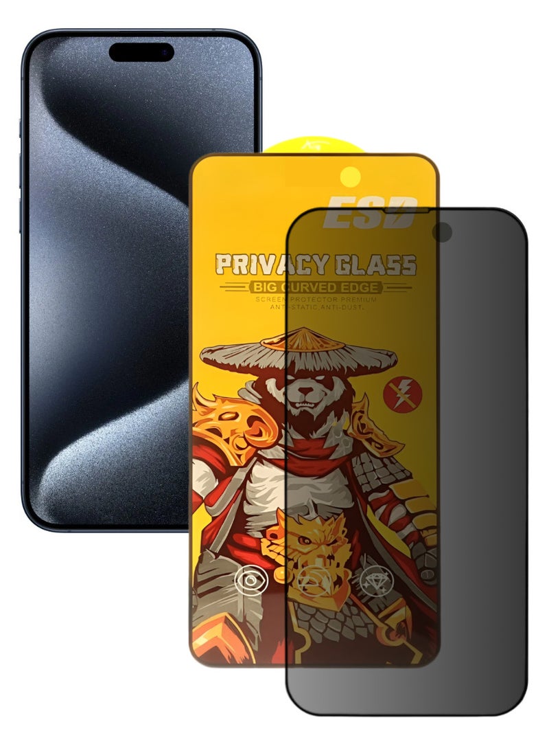 ESD Tempered Dustproof Privacy Glass Screen Protector Compatible For iPhone 15 Pro Max - Image 1