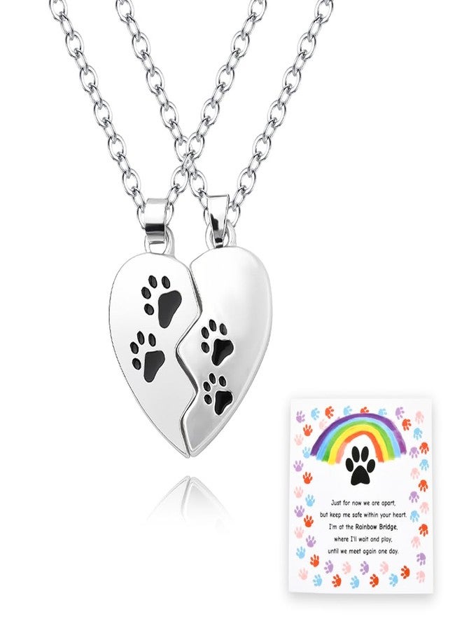 قلادات يانغ تشيان المتطابقة على شكل قلب مع بصمات أقدام، هدايا رائعة لفقدان حيوان أليف، هدايا مميزة للأصدقاء، هدايا للعائلة، هدايا لزميلات العمل، أفكار هدايا عيد ميلاد - Image 1