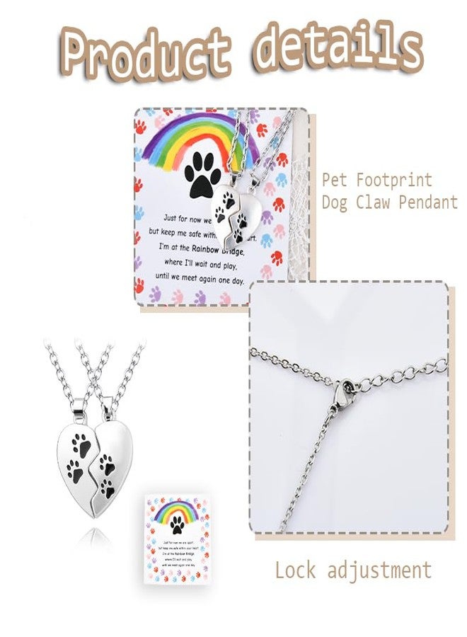 قلادات يانغ تشيان المتطابقة على شكل قلب مع بصمات أقدام، هدايا رائعة لفقدان حيوان أليف، هدايا مميزة للأصدقاء، هدايا للعائلة، هدايا لزميلات العمل، أفكار هدايا عيد ميلاد - Image 4