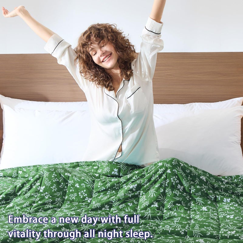 yescool Weighted Blanket for Adults (20 lbs, 60â€ x 80â€, Forest) Cooling Heavy Blanket for Sleeping Perfect for 190-210 lbs, Queen Size Breathable Blanket with Premium Glass Bead, Machine Washable - Image 5