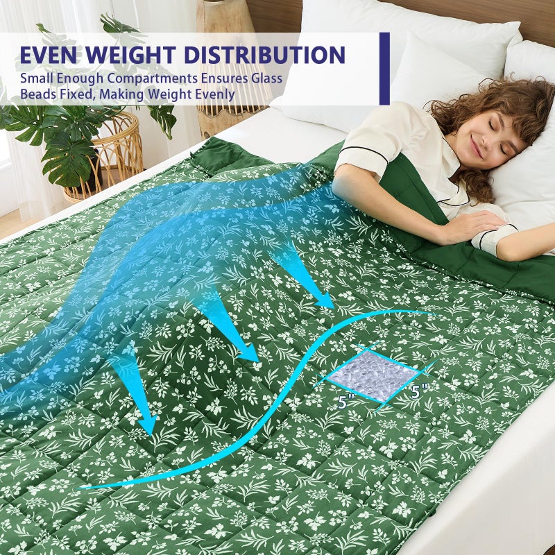 yescool Weighted Blanket for Adults (20 lbs, 60â€ x 80â€, Forest) Cooling Heavy Blanket for Sleeping Perfect for 190-210 lbs, Queen Size Breathable Blanket with Premium Glass Bead, Machine Washable - Image 3