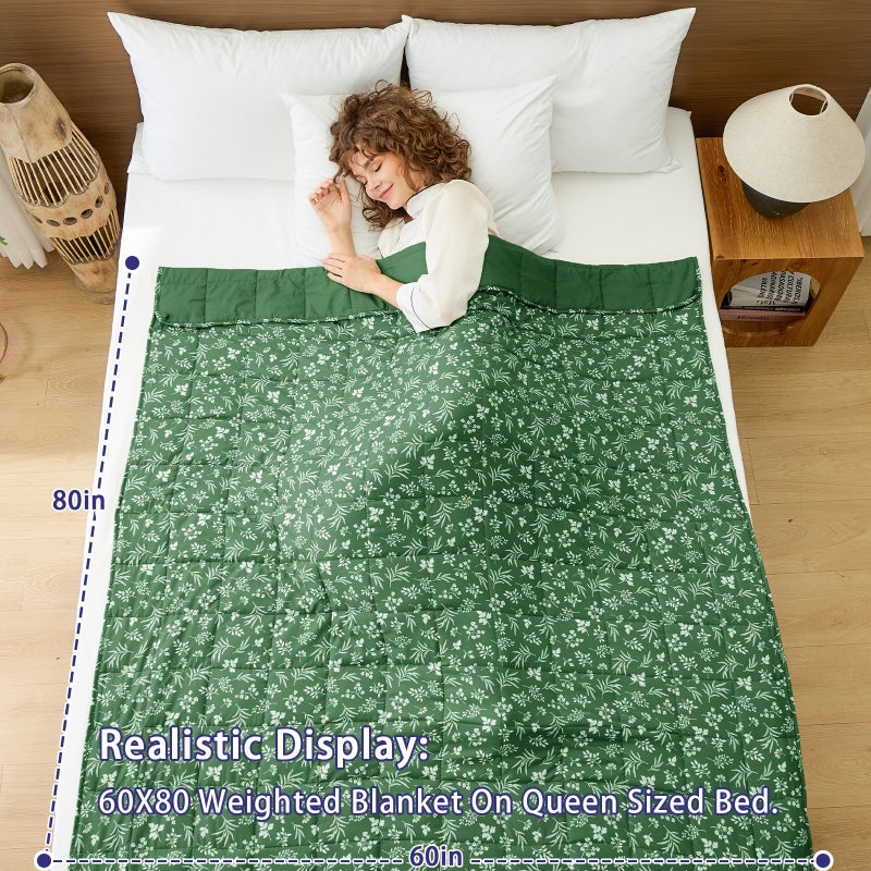 yescool Weighted Blanket for Adults (20 lbs, 60â€ x 80â€, Forest) Cooling Heavy Blanket for Sleeping Perfect for 190-210 lbs, Queen Size Breathable Blanket with Premium Glass Bead, Machine Washable - Image 2