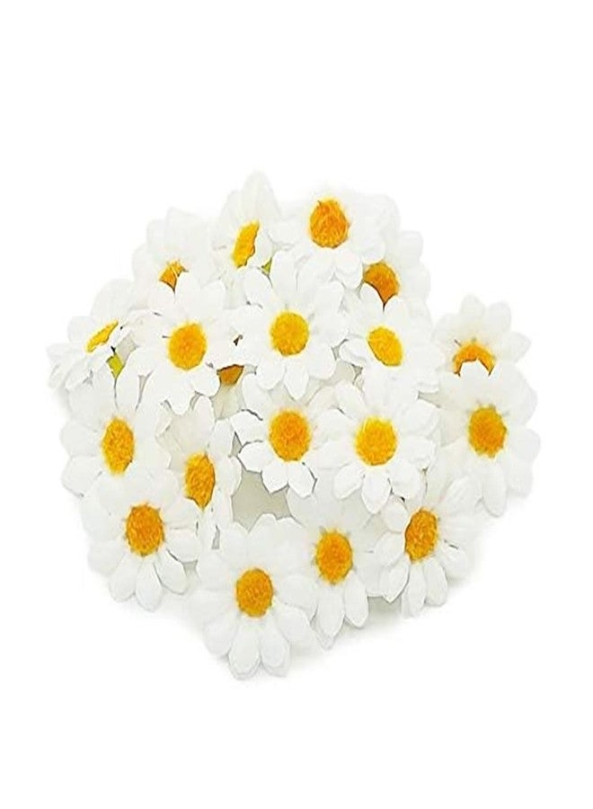 KnR Harmony Faux White Daisies Bulk 100pcs Mini Daisies Artificial Flowers Gerbera Daisy Heads Fake for DIY Garland Craft Birthday Wedding Party Easter Bonnet Home Decoration - Image 1