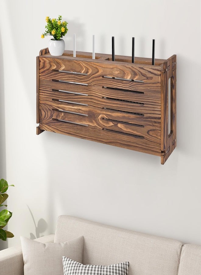BEARUT Router Shelf Wall Mount WiFi Router Storage Box Modem Cable Router Cover Organized Power Strip Cable Management Hider Rack by Wood Need Assembly 26 * 9.8 * 5.4 in(L* H * D) SSE - Image 4