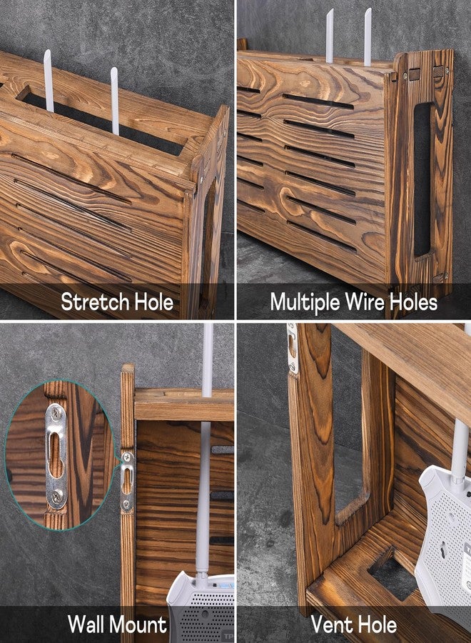 BEARUT Router Shelf Wall Mount WiFi Router Storage Box Modem Cable Router Cover Organized Power Strip Cable Management Hider Rack by Wood Need Assembly 26 * 9.8 * 5.4 in(L* H * D) SSE - Image 5