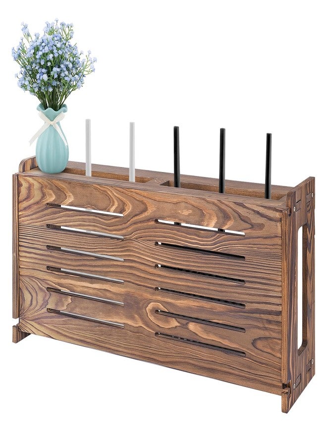 BEARUT Router Shelf Wall Mount WiFi Router Storage Box Modem Cable Router Cover Organized Power Strip Cable Management Hider Rack by Wood Need Assembly 26 * 9.8 * 5.4 in(L* H * D) SSE - Image 1