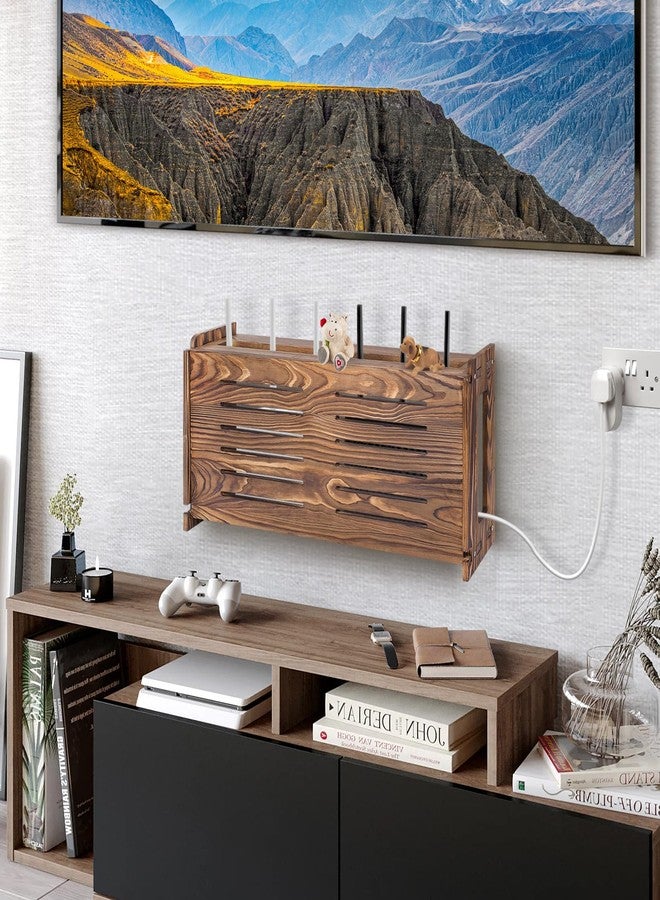 BEARUT Router Shelf Wall Mount WiFi Router Storage Box Modem Cable Router Cover Organized Power Strip Cable Management Hider Rack by Wood Need Assembly 26 * 9.8 * 5.4 in(L* H * D) SSE - Image 3