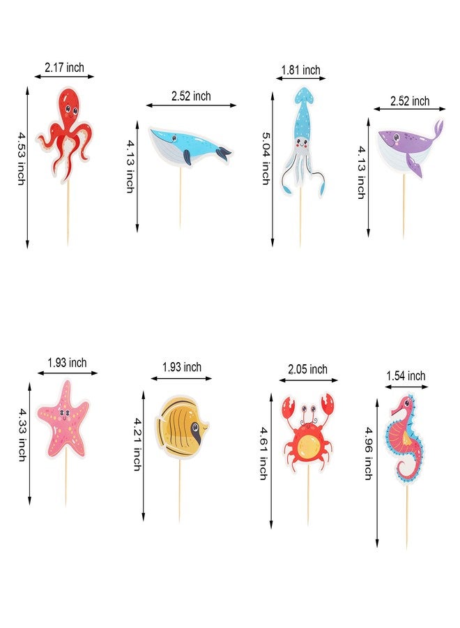 Arthsdite 24Pcs Ocean Animal Cupcake Toppers Under the Sea Octopus Dolphin Starfish Cupcake Picks Seahorse Crab Cake Decorations for Under the Sea Theme Baby Shower Birthday Party Supplies - Image 2