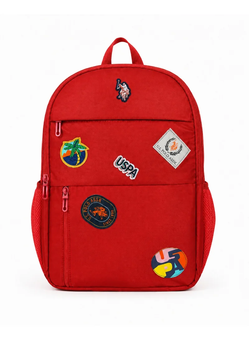U.S. Polo Assn. U.S. Polo Assn. Classic Red Traveller Stamp Edition Backpack for School and Office MultiCompartment Bag for Campus