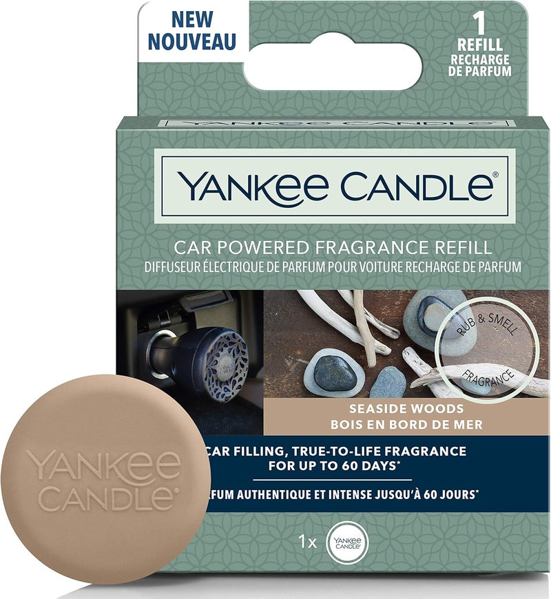 YANKEE CANDLE عبوة إعادة تعبئة معطر الهواء المدعوم من سيارة يانكي كاندل - خشب الشاطئ ، تدوم حتى 60 يومًا ، 1 قطعة - Image 1
