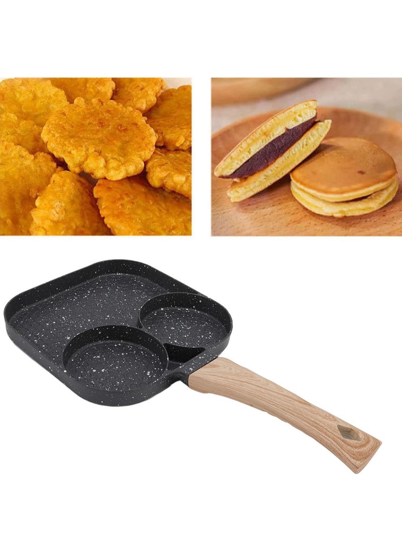 DubaiGallery 3 Slots Egg Burger Pancake Maker Wooden Handle Nonstick Cooking Pot  - Image 2