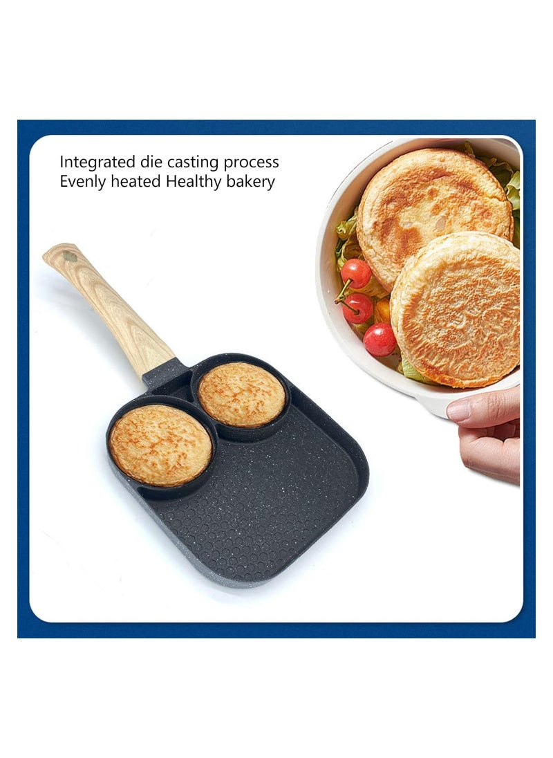 DubaiGallery 3 Slots Egg Burger Pancake Maker Wooden Handle Nonstick Cooking Pot  - Image 4