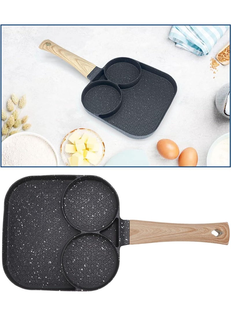 DubaiGallery 3 Slots Egg Burger Pancake Maker Wooden Handle Nonstick Cooking Pot  - Image 3