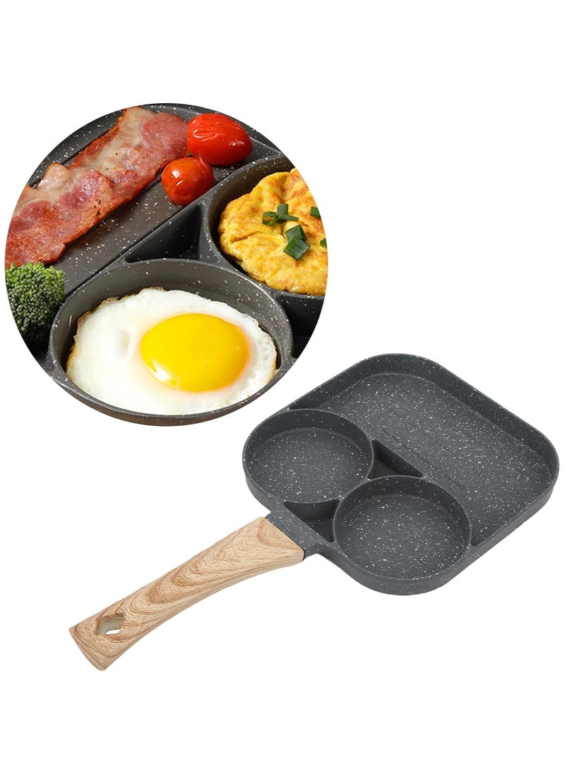DubaiGallery 3 Slots Egg Burger Pancake Maker Wooden Handle Nonstick Cooking Pot  - Image 1