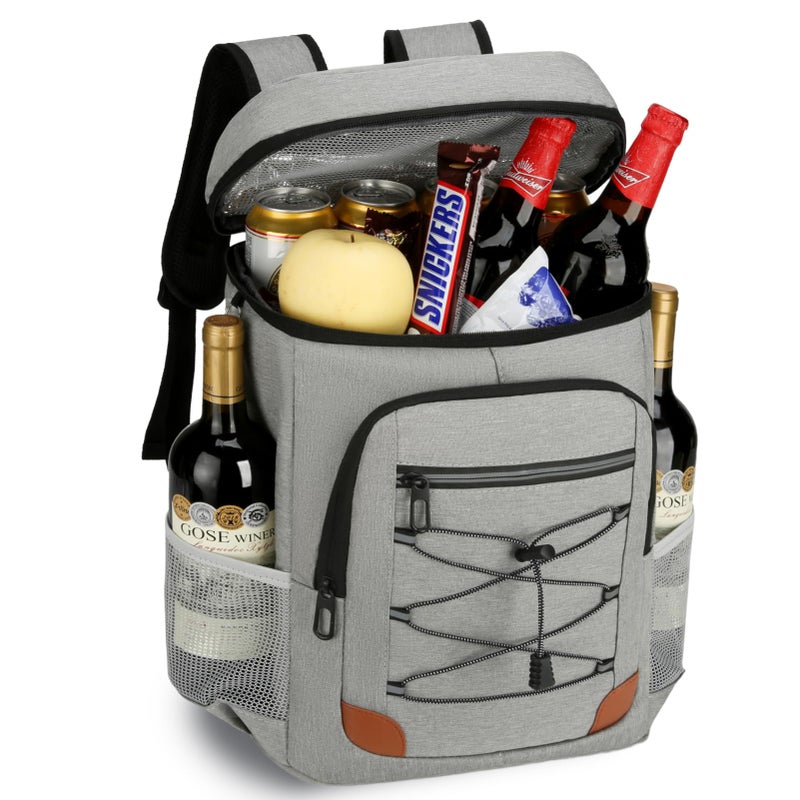 AMNOW Backpack Cooler Insulated Leak Proof For Men Women 36 Cans Soft Cooler Backpack Insulated Waterproof Large Capacity Coolers Bag Portable For Lunch Camping Travel Picnic Hiking Light Grey - Image 1