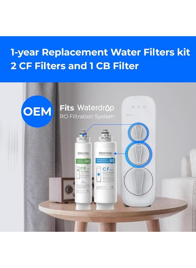Waterdrop Waterdrop G3 Replacement Filter 1-Year Combo, Pack of 2 WD-G3-CF Filters and 1 WD-G3-CB Filter  - Image 2