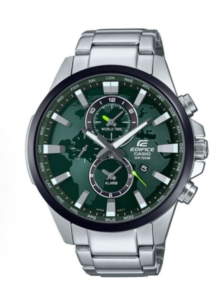CASIO Casio EDIFICE waterproof 100m Shi Ying movement stainless steel strap Japanese and Korean men's watch green dial. - Image 1