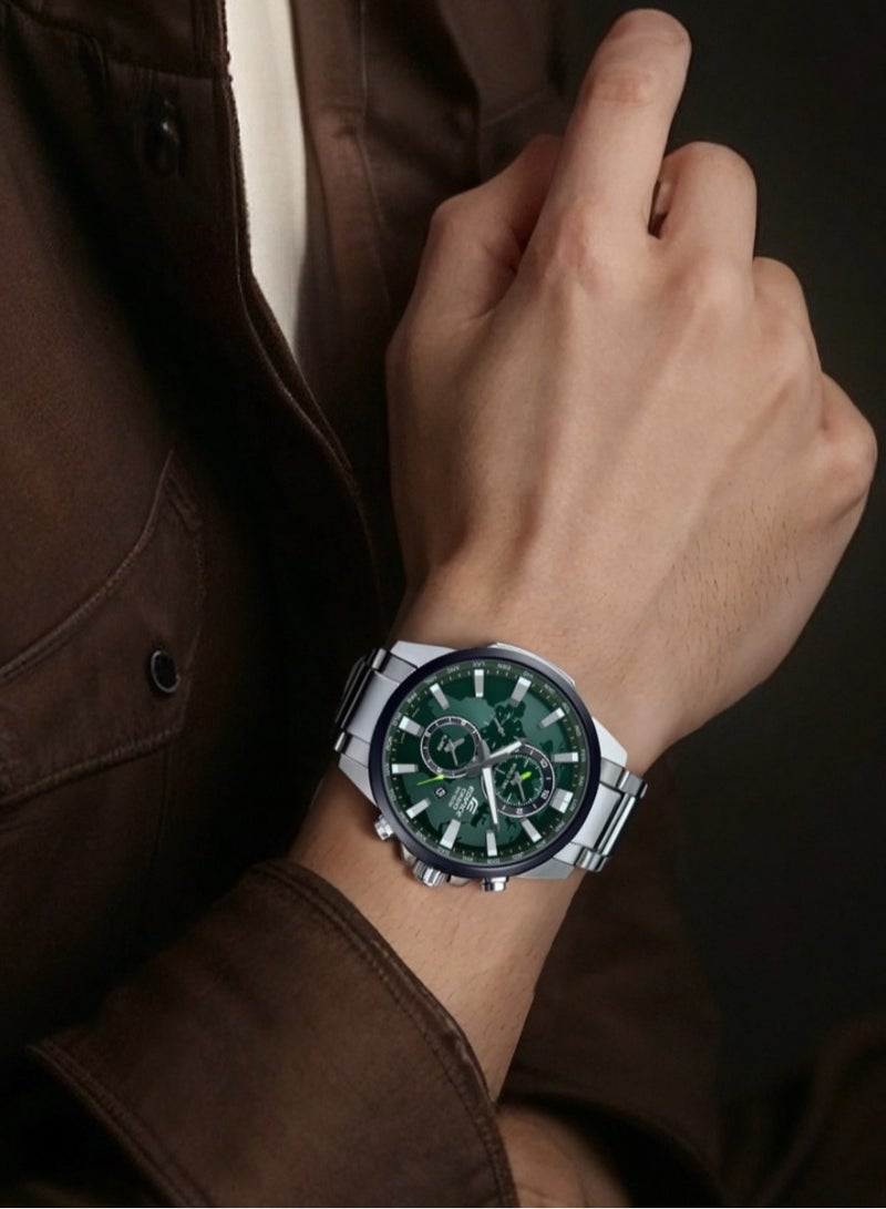 CASIO Casio EDIFICE waterproof 100m Shi Ying movement stainless steel strap Japanese and Korean men's watch green dial. - Image 2