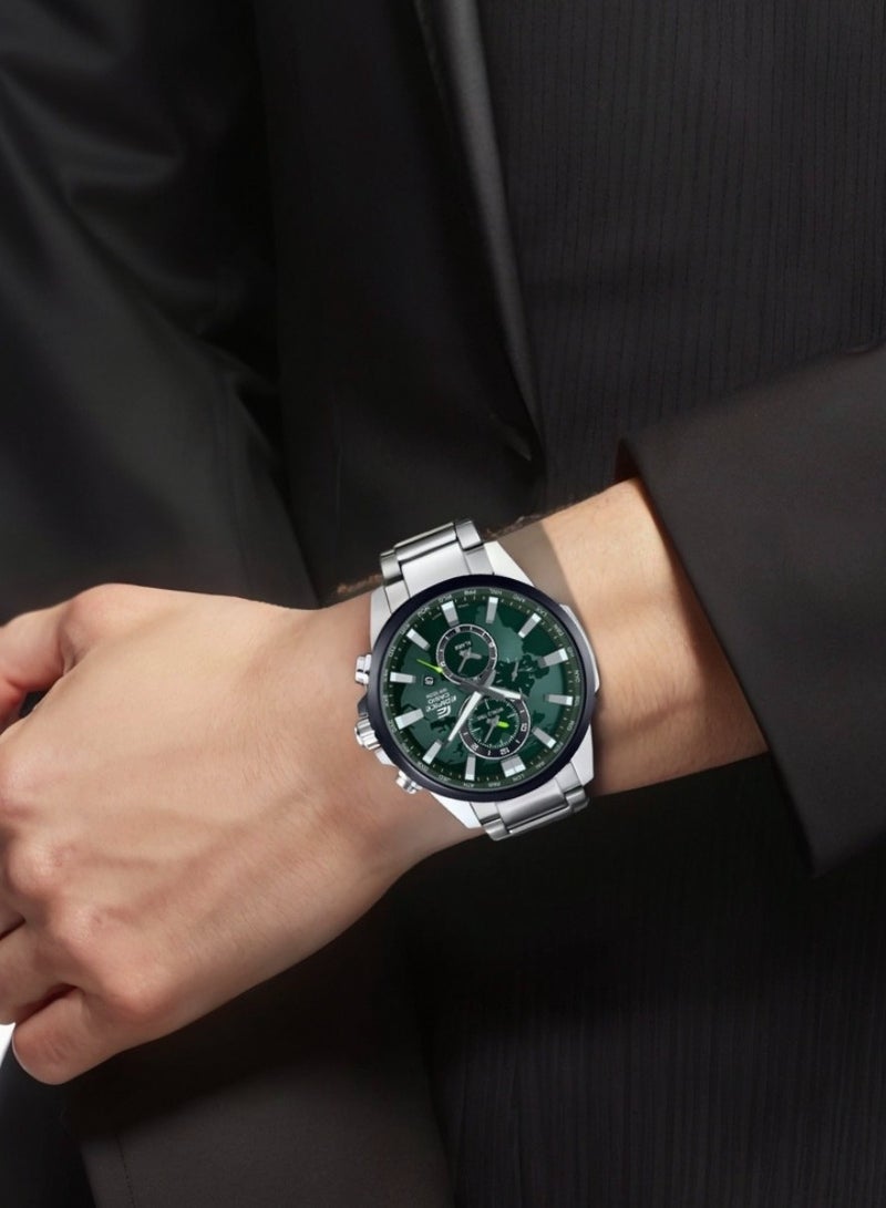 CASIO Casio EDIFICE waterproof 100m Shi Ying movement stainless steel strap Japanese and Korean men's watch green dial. - Image 3