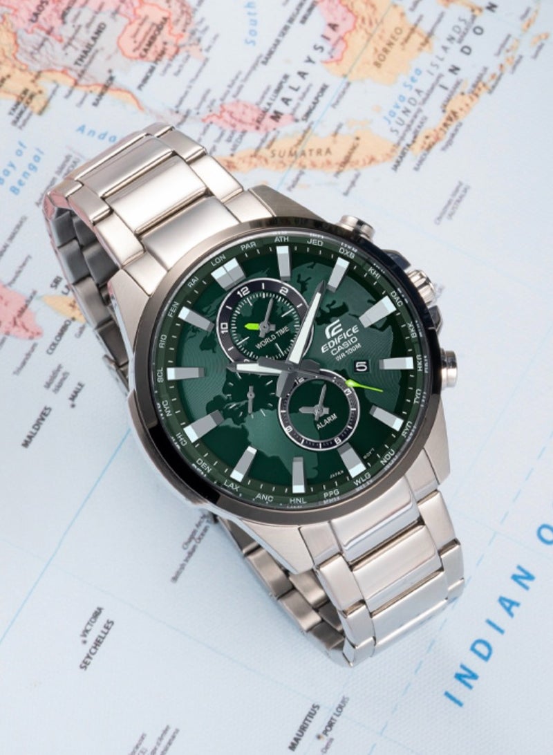 CASIO Casio EDIFICE waterproof 100m Shi Ying movement stainless steel strap Japanese and Korean men's watch green dial. - Image 4