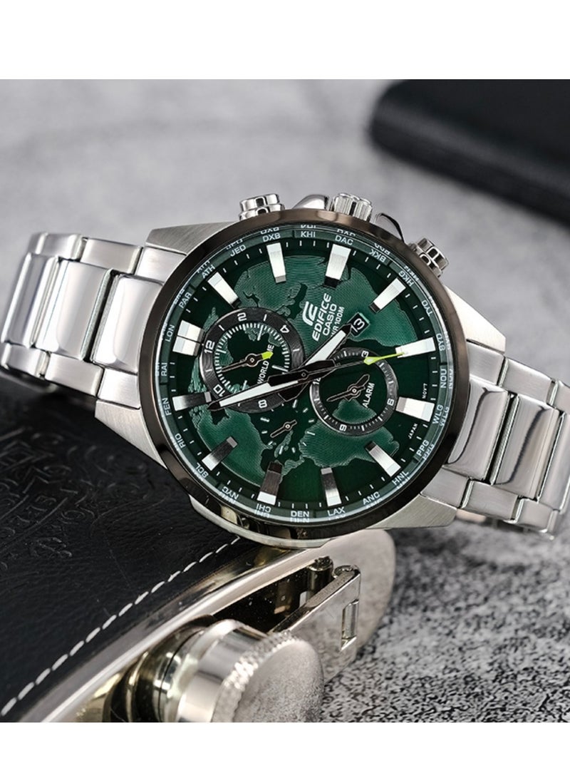 CASIO Casio EDIFICE waterproof 100m Shi Ying movement stainless steel strap Japanese and Korean men's watch green dial. - Image 5