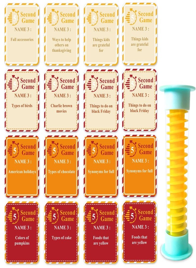 ام ال او ال ام بطاقات لعبة عيد الشكر MLOLM، 108 بطاقة لعبة خريفية لعيد الشكر، قاعدة الخمس ثوانٍ، مع ساعة رملية - لعبة سفر ممتعة، فكر بسرعة، شارك الإجابات - Image 1